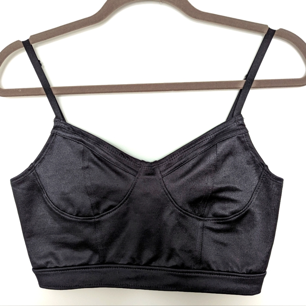 American Apparel black satin bustier top
